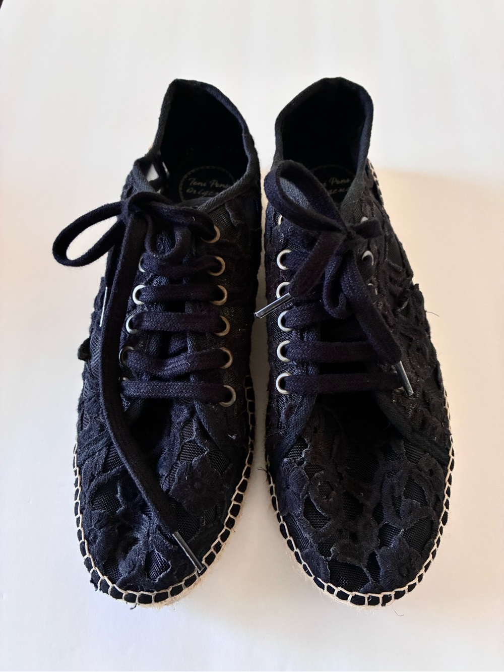 Toni Pons Origens Black Crochet Espadrille Flats Sneakers - Women 10